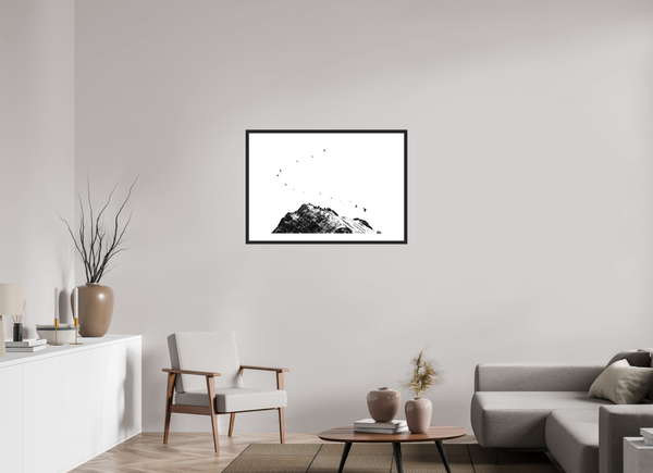 90 x 60 cm, Black Wooden Frame Black Crows #2