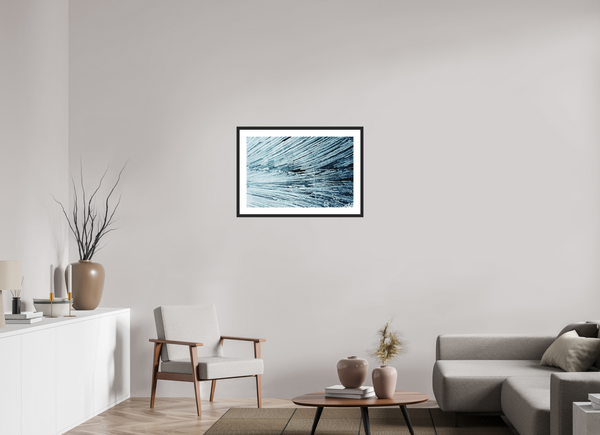 75 x 50 cm, Black Wooden Frame Glacial Ice #2