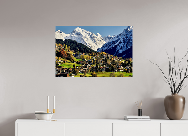 90 x 60 cm, Photo Print Under Acrylic Glass Winter Meets Autumn in Klosters