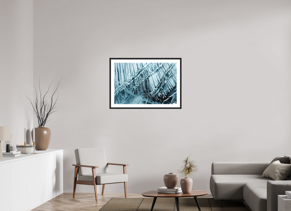 90 x 60 cm, Black Wooden Frame Glacial Ice #3