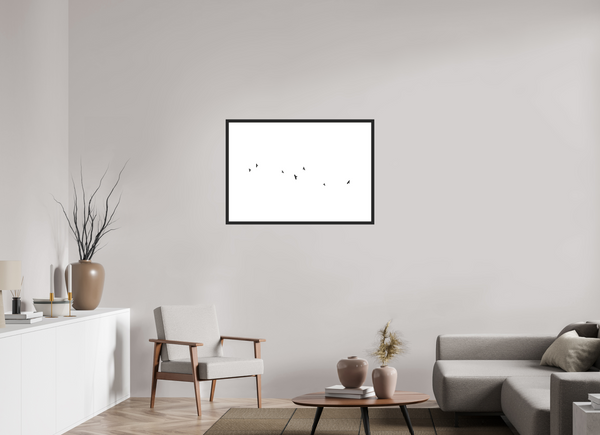 90 x 60 cm, Black Wooden Frame Black Crows #1