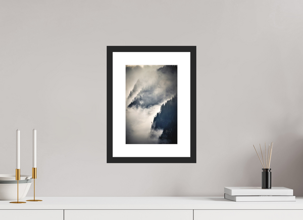 20 x 30 cm, Black Wooden Frame Steep Valley Trees