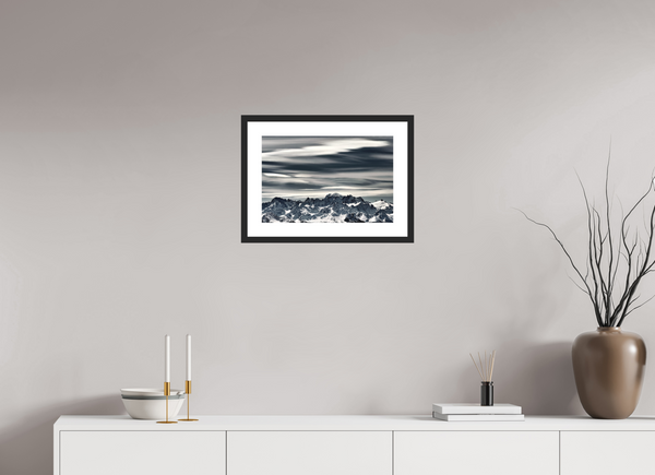 45 x 30 cm, Black Wooden Frame Crans Montana