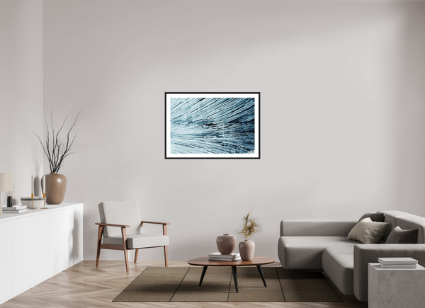 105 x 70 cm, Black Wooden Frame Glacial Ice #2