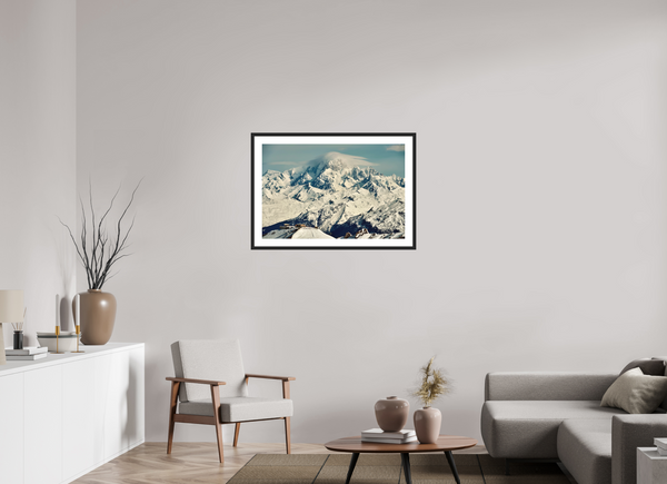 90 x 60 cm, Black Wooden Frame Mont Blanc from Val d'Isere