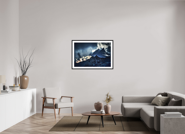 105 x 70 cm, Black Wooden Frame Evening Light #2