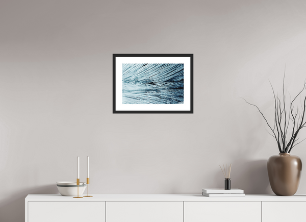 45 x 30 cm, Black Wooden Frame Glacial Ice #2