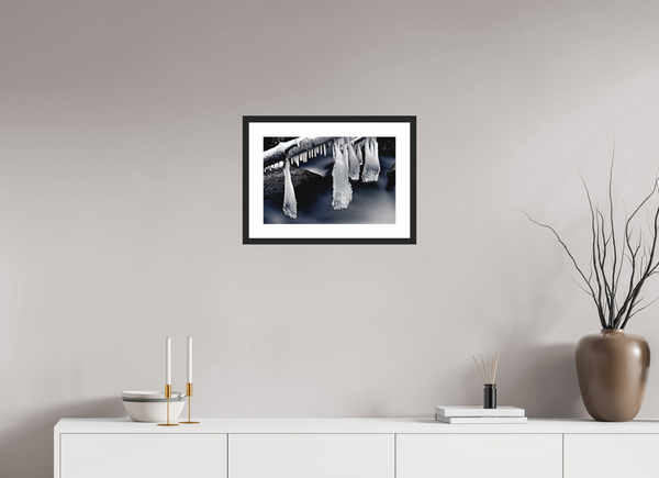 45 x 30 cm, Black Wooden Frame Water & Ice #3