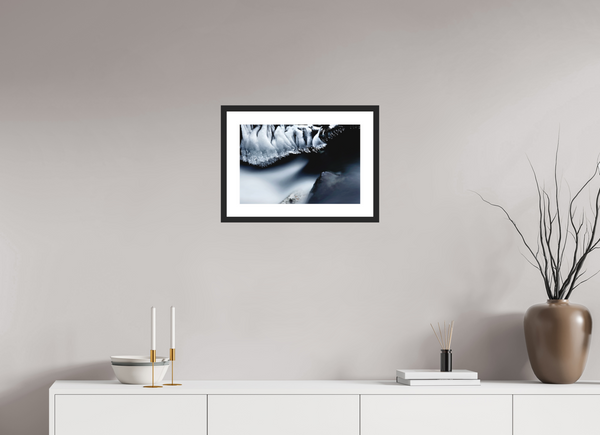 45 x 30 cm, Black Wooden Frame Water & Ice #1
