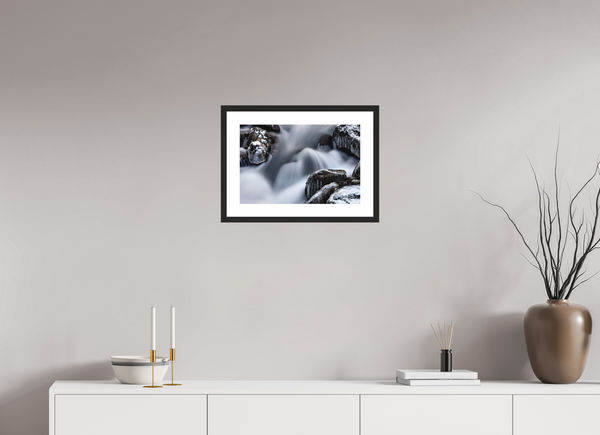 45 x 30 cm, Black Wooden Frame Water & Ice #2