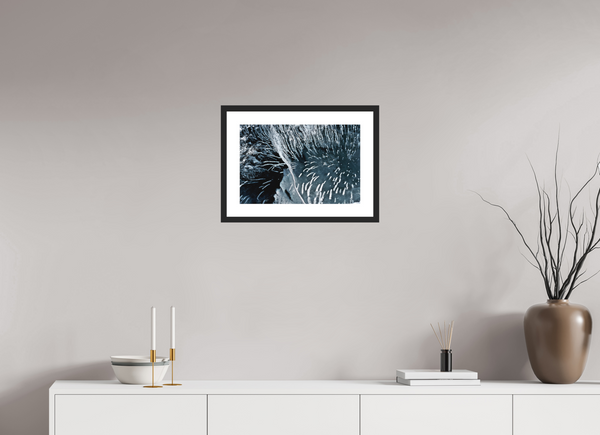 45 x 30 cm, Black Wooden Frame Glacial Ice #1