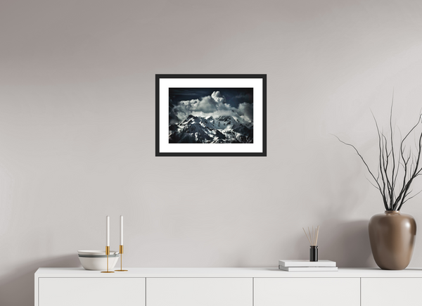 45 x 30 cm, Black Wooden Frame Storm Building