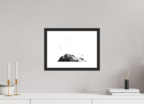 30 x 20 cm, Black Wooden Frame Black Crows #2