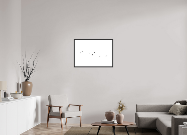75 x 50 cm, Black Wooden Frame Black Crows #1