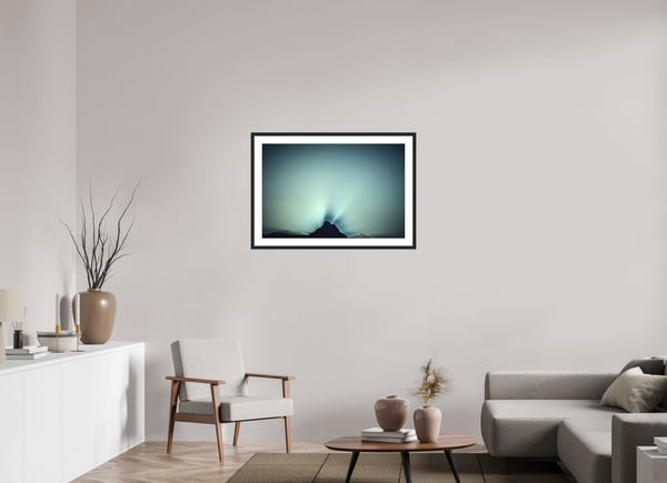 90 x 60 cm, Black Wooden Frame Sunrise #1