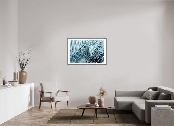 105 x 70 cm, Black Wooden Frame Glacial Ice #3