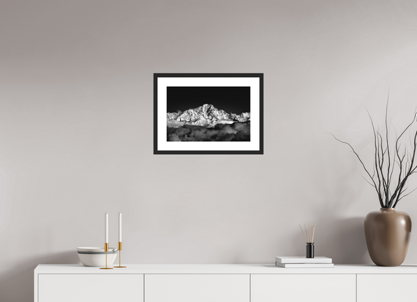 45 x 30 cm, Black Wooden Frame Mont Blanc Massif.