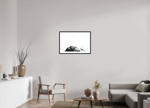 75 x 50 cm, Black Wooden Frame Black Crows #2