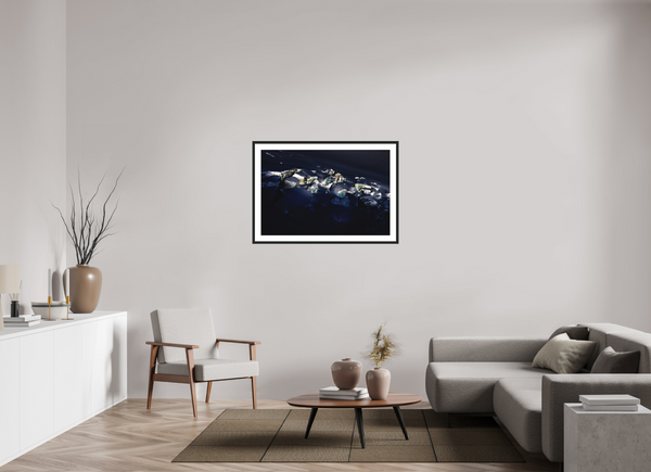 105 x 70 cm, Black Wooden Frame Crevasse #2