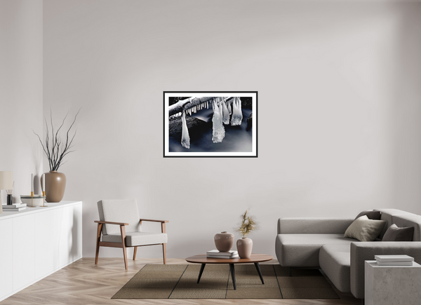 105 x 70 cm, Black Wooden Frame Water & Ice #3