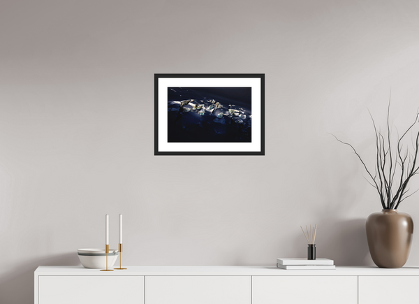 45 x 30 cm, Black Wooden Frame Crevasse #2
