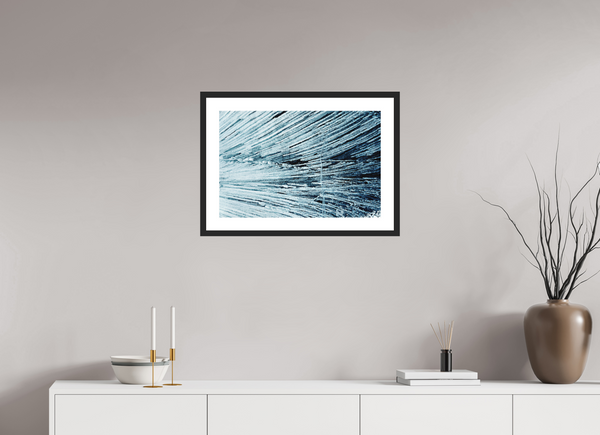60 x 40 cm, Black Wooden Frame Glacial Ice #2