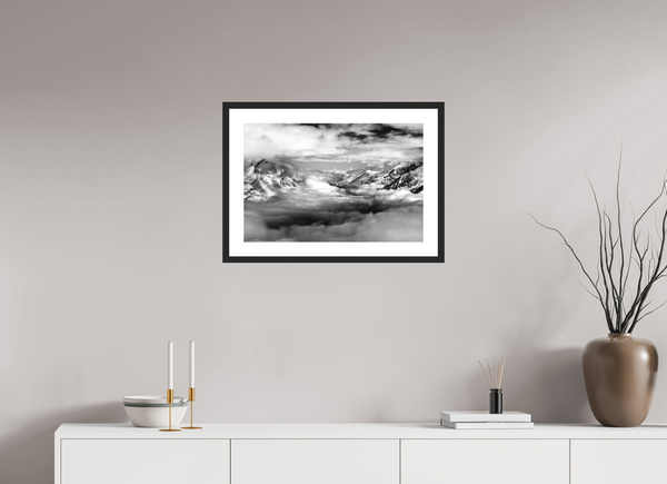 60 x 40 cm, Black Wooden Frame Zermatt Inversion